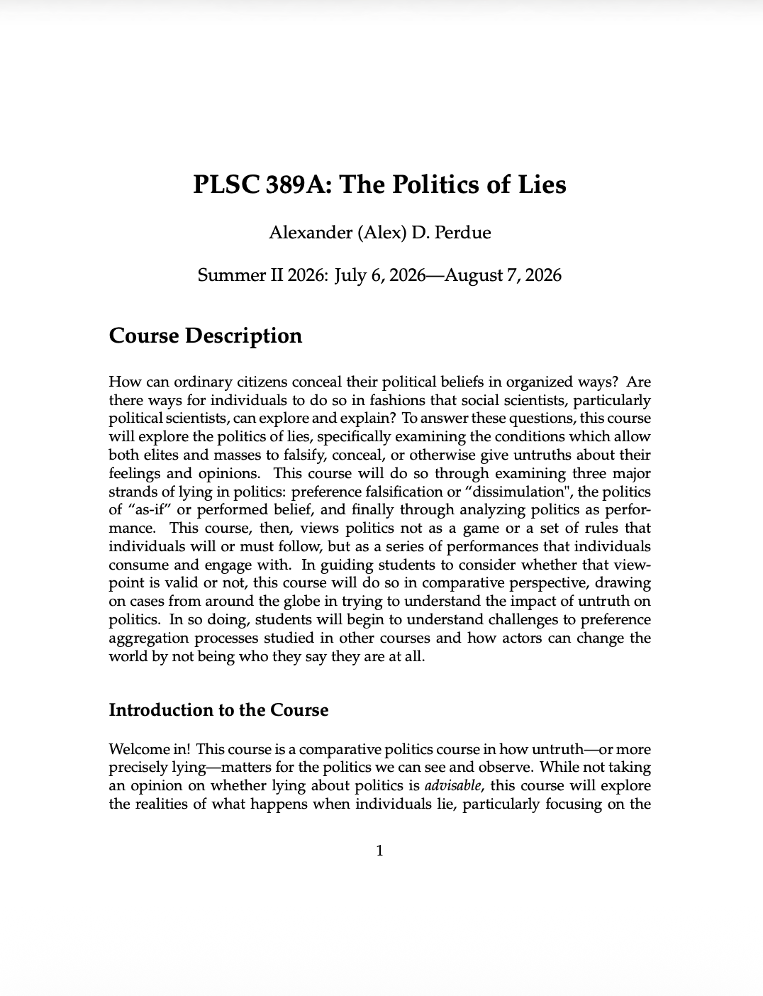 Politics of Lies Title Page
